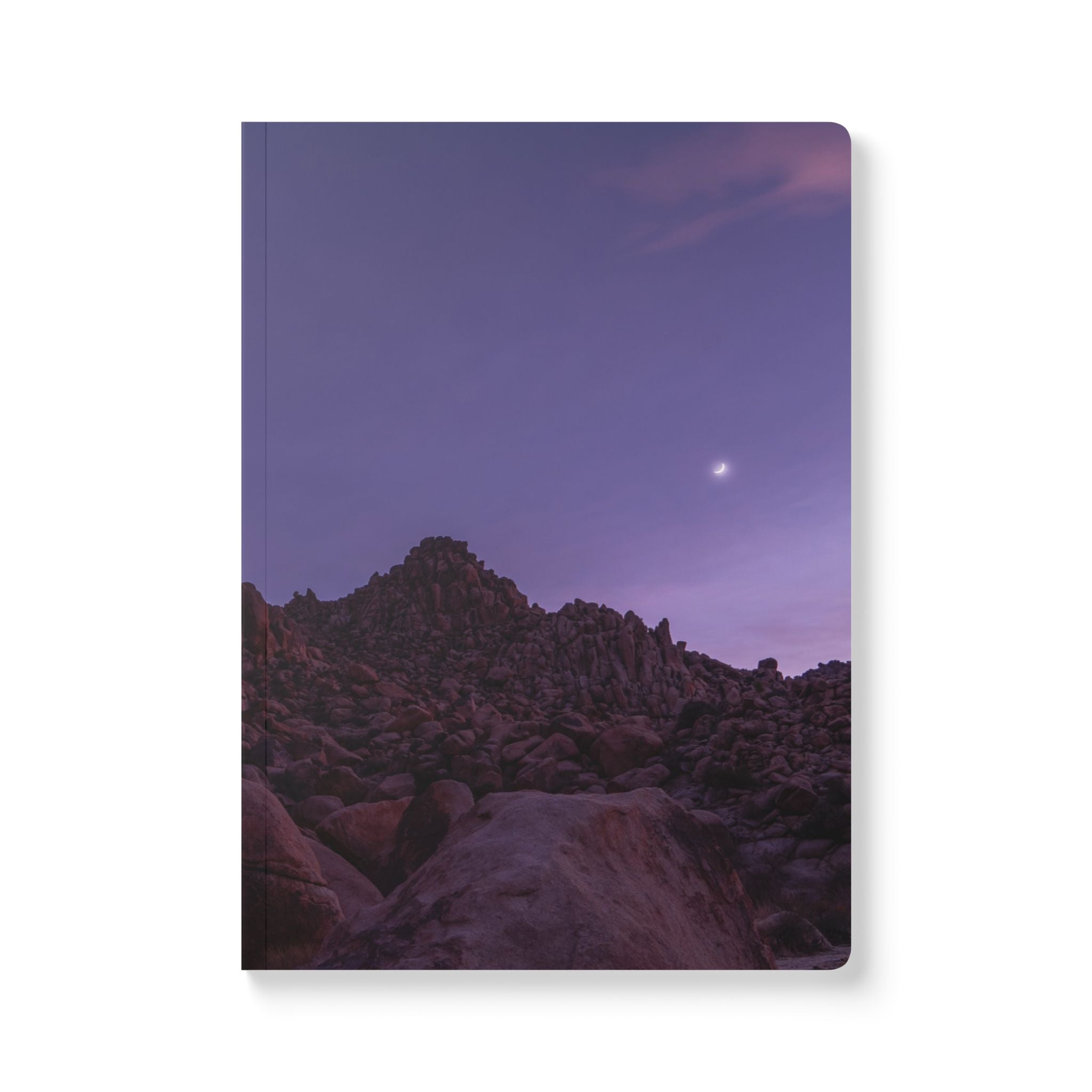 Wellness Reflection Journal – Violet Boulders at Moonrise – Softcover – Mindful Writing Notebook for Personal Growth & Daily Reflection