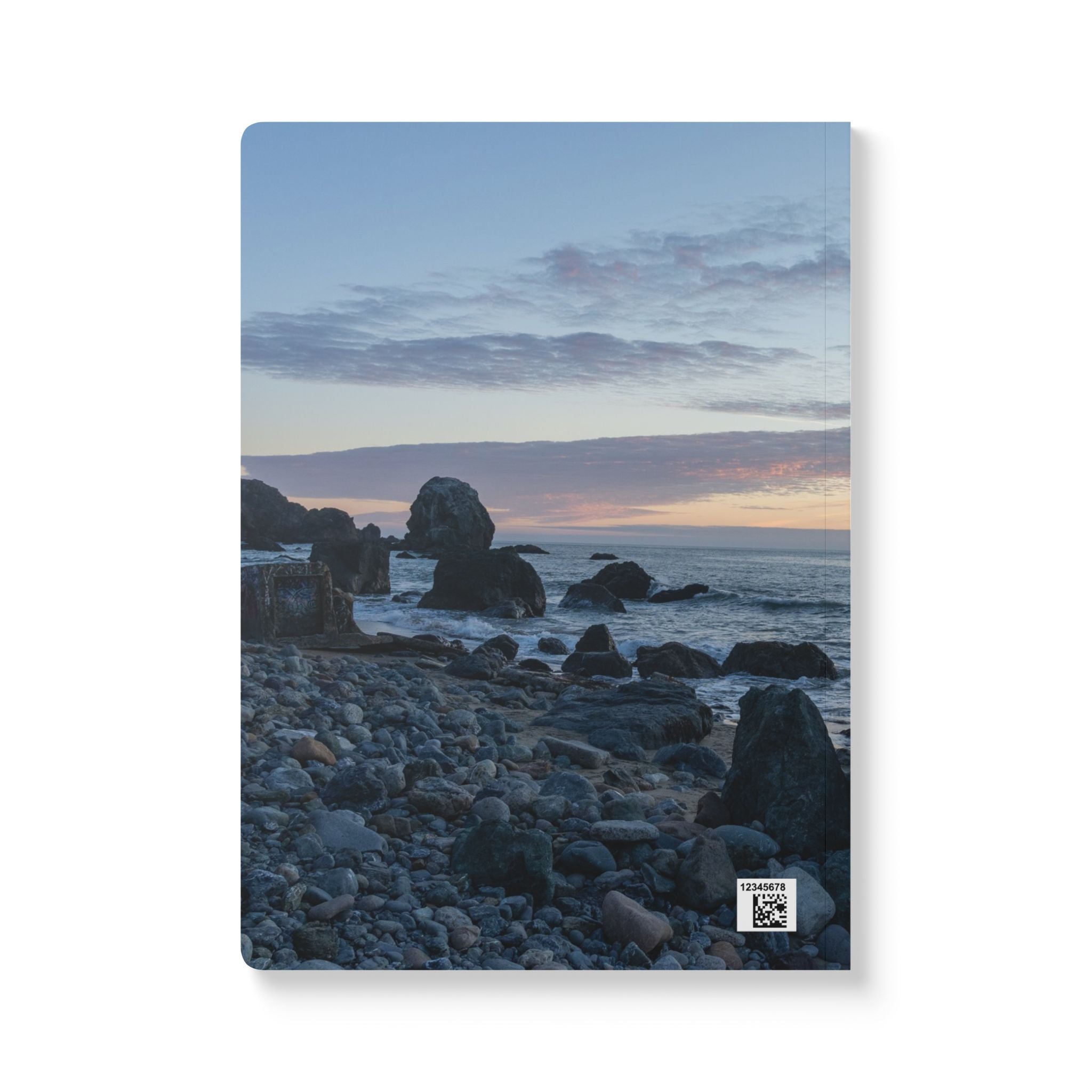 Wellness Reflection Journal – Blissful Dusk on a Rocky Beach – Softcover – Mindful Writing Notebook for Personal Growth & Daily Reflection
