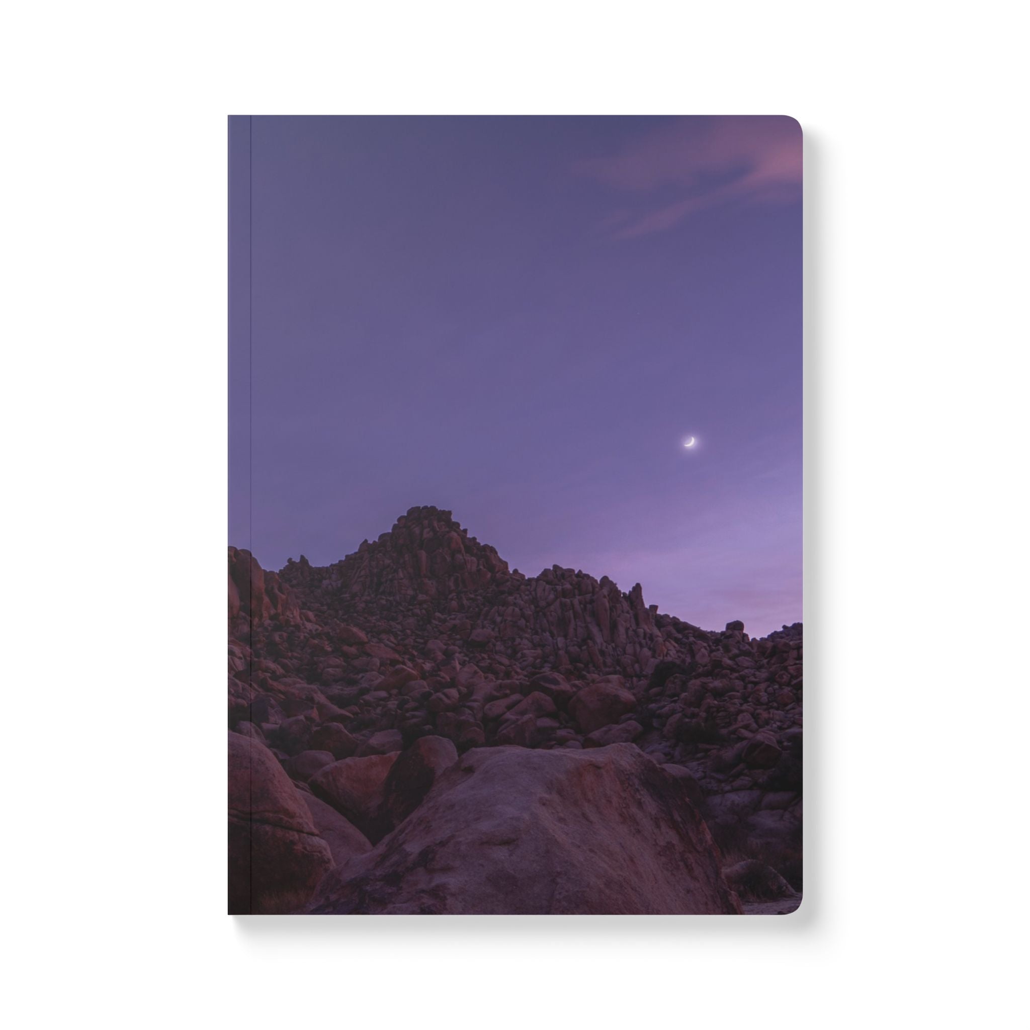 Wellness Reflection Journal – Violet Boulders at Moonrise – Softcover – Mindful Writing Notebook for Personal Growth & Daily Reflection
