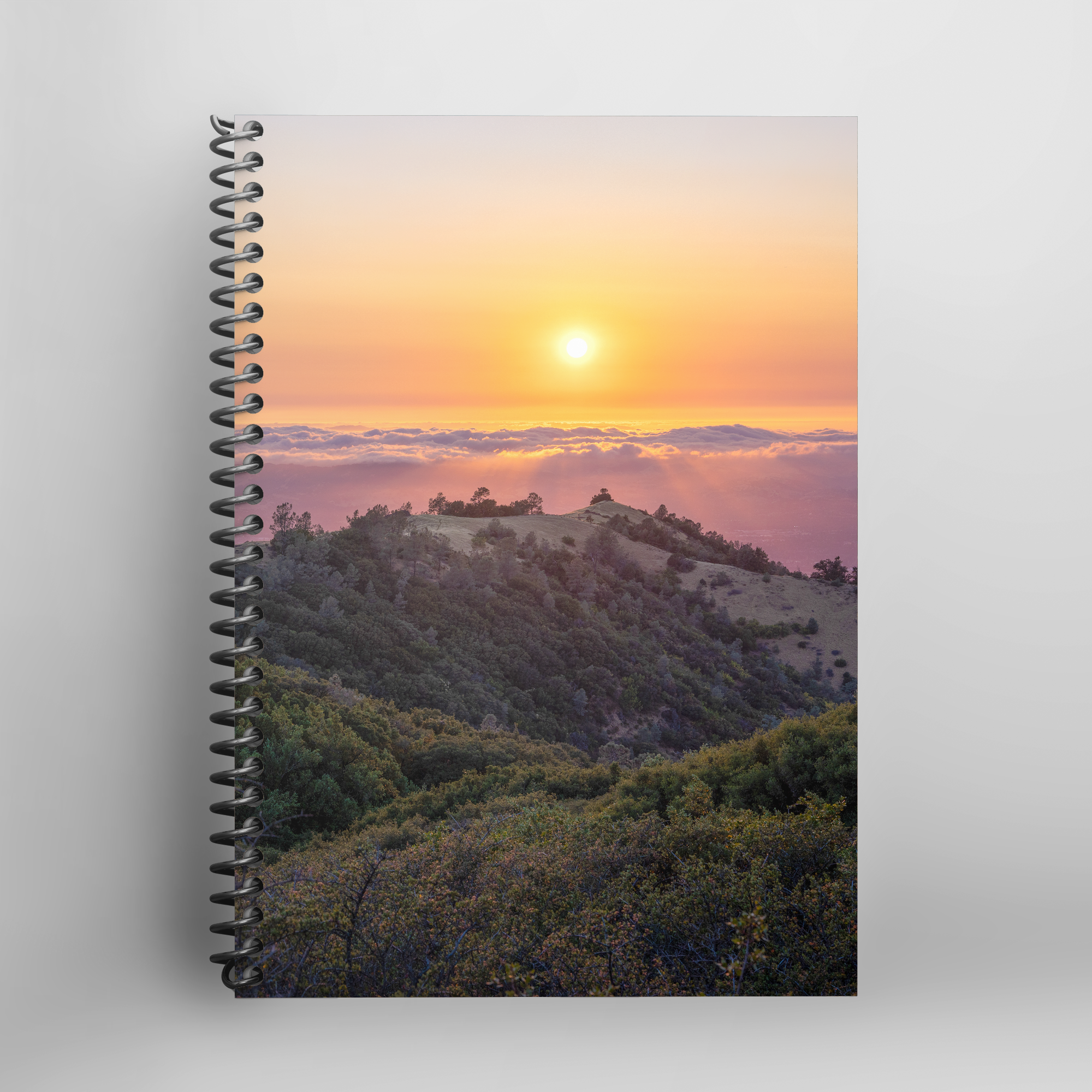 Daily Wellness Planner – Mt. Diablo Sunset – Spiral-Bound Paperback – Intentions, Schedule, Priorities & To-Dos for Mindful Productivity (7x10 & A5 Sizes)
